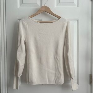 Ann Taylor Ivory Ribbed Knit Top